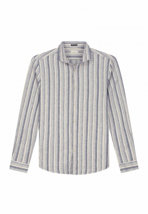 SHIRT FANCY LINEN STRIPE 649 dark navy