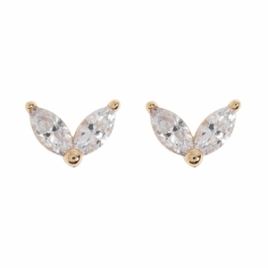 LEAH CRYSTAL LEAF STUD EARRING WHITE