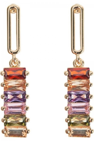 DANGLING COLORED STONES EARRIN GOLD