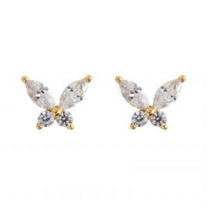 LEAH WHITE CRYSTAL BUTTERFLY S GOLD