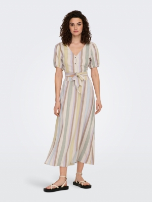 ONLTINE MIDI SKIRT WVN WHITECAP gray