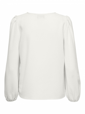 ONLMETTE LS V-NECK TOP WVN CLOUD DANCER