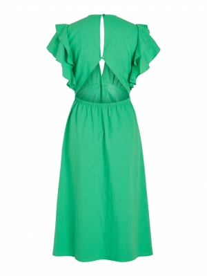 VIBUENA V-NECK DRESS ISLAND GREEN