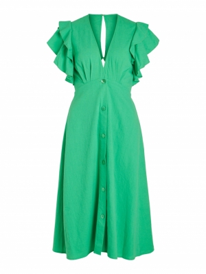VIBUENA V-NECK DRESS ISLAND GREEN